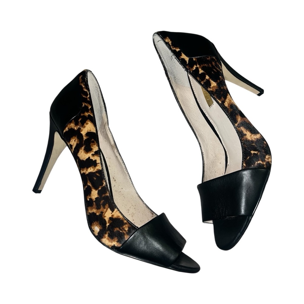 Louise et Cie Black and Leopard Print Heels